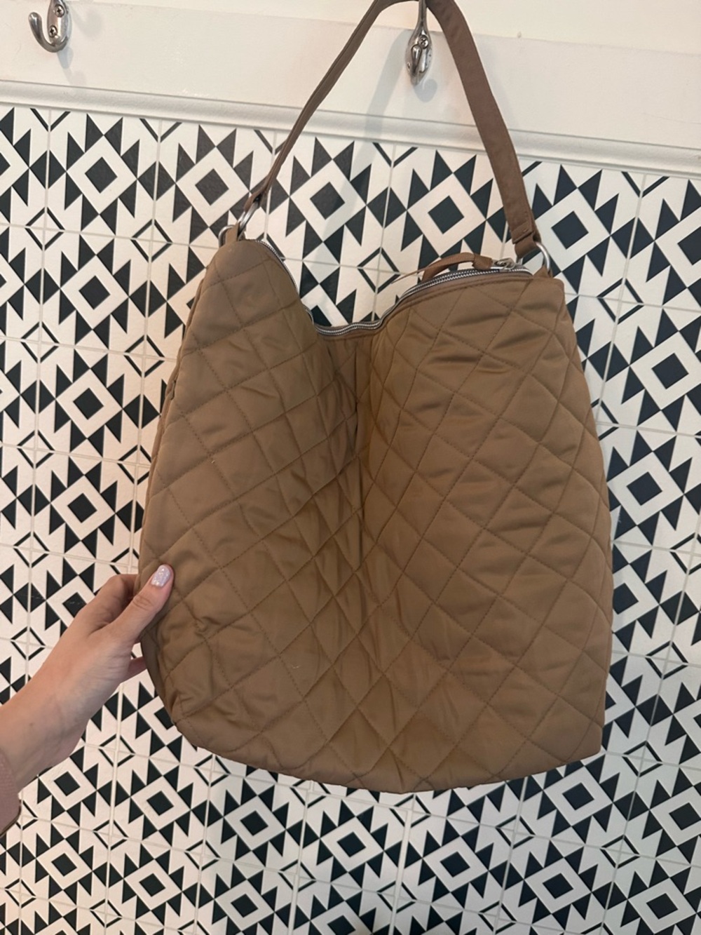Vera Bradley Quilted Shoulder Hobo Bag in Camel